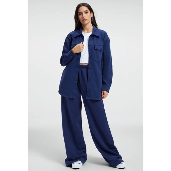 Good American Fleece Jacket in Blue Rinse Size 00/0 - Picture 2 of 14